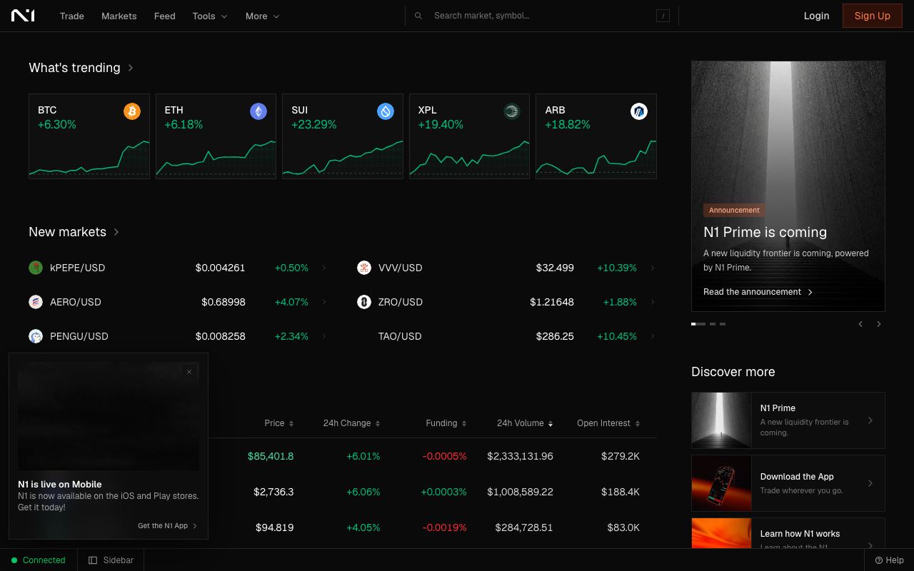 01.xyz interface screenshot