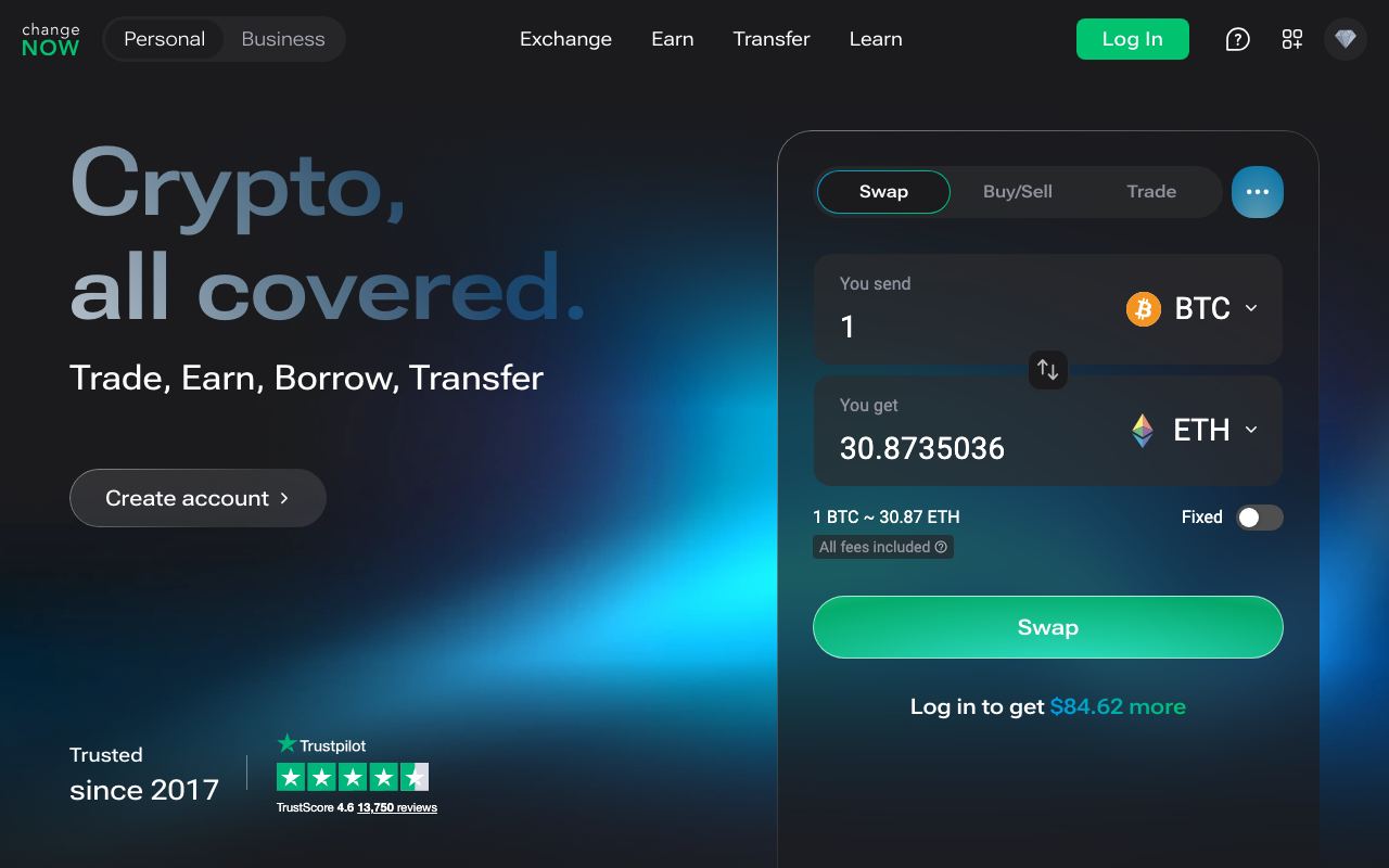 ChangeNOW interface screenshot