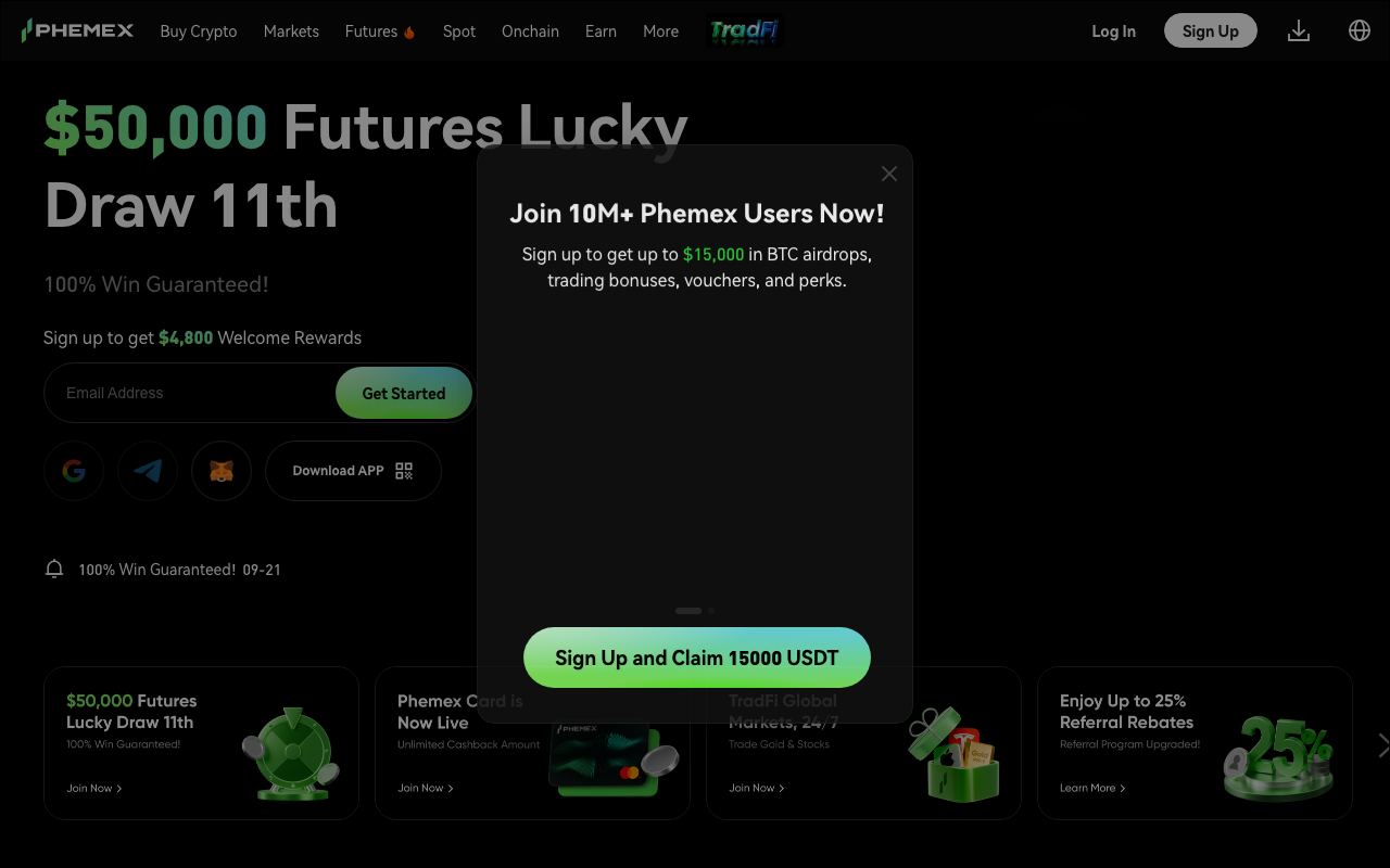 Phemex interface screenshot