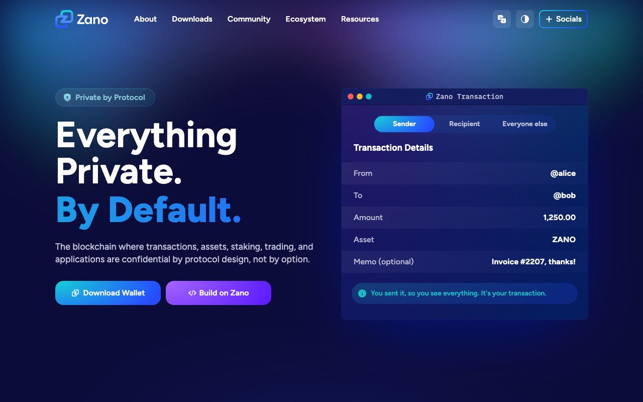 Zano interface screenshot